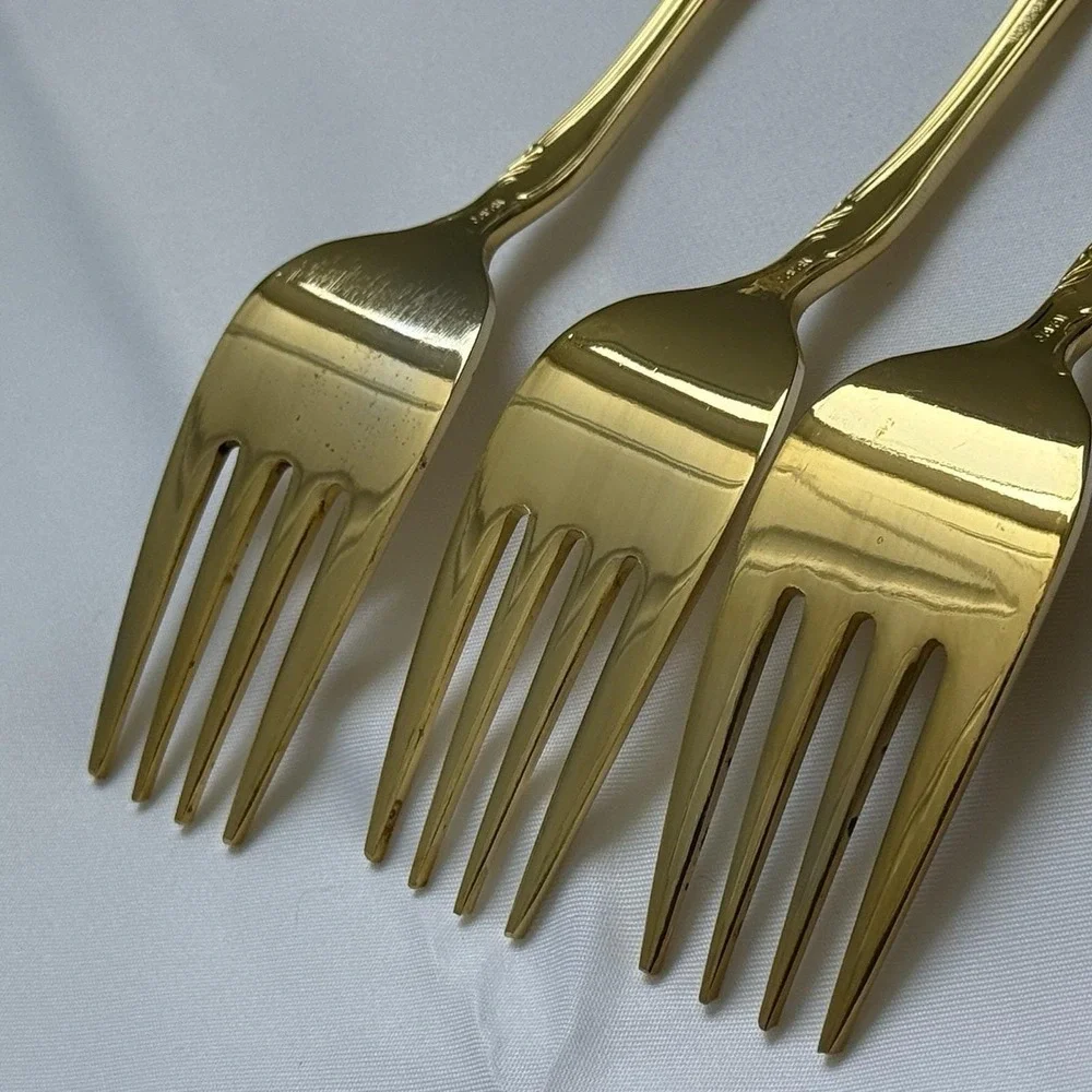 Reed & Barton Ultra Select Gold Plated Forks Set of 6 Japan Floral Flatware